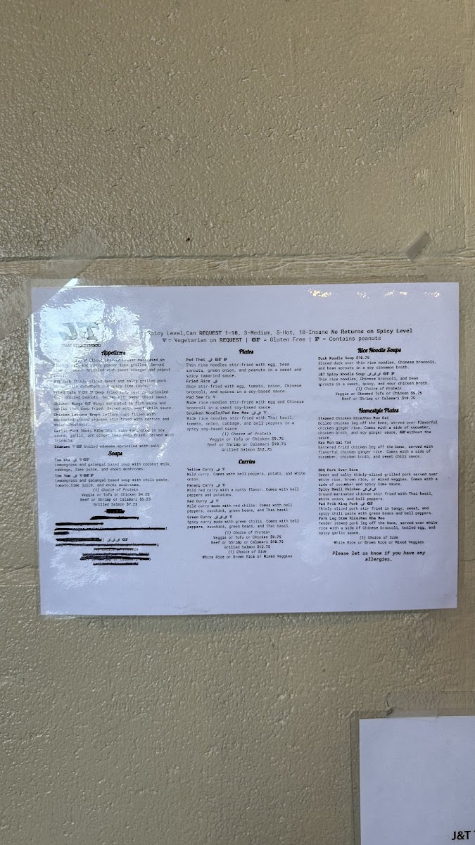 J&T Thai Street Food Menu - Image 2